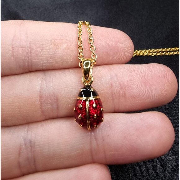 Vintage Joan Rivers Gold-Tone Necklace With Red Ladybug Pendant - Picture 5 of 6